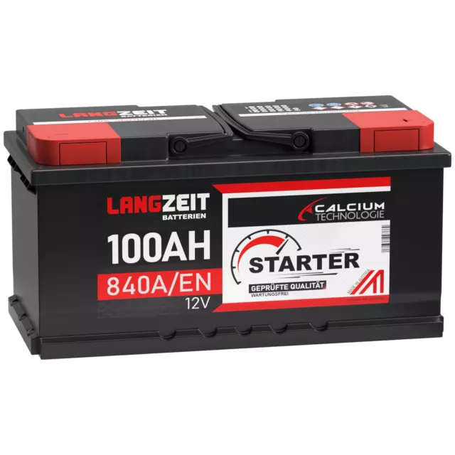 LANGZEIT Autobatterie 12V 100AH 840A - ersetzt 88AH 90AH 92AH 95AH AUDI BMW