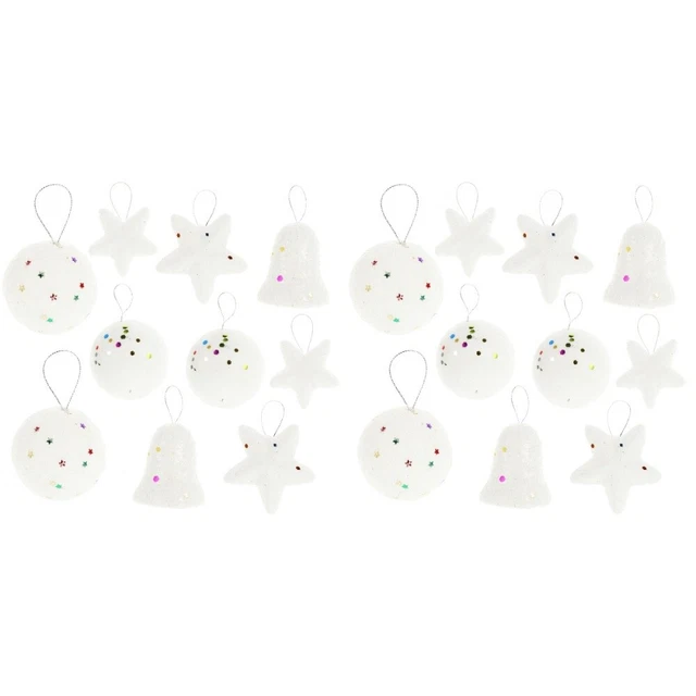 240 Pcs Foam Pendant Xmas Snow Ornaments Christmas Tree Baubles