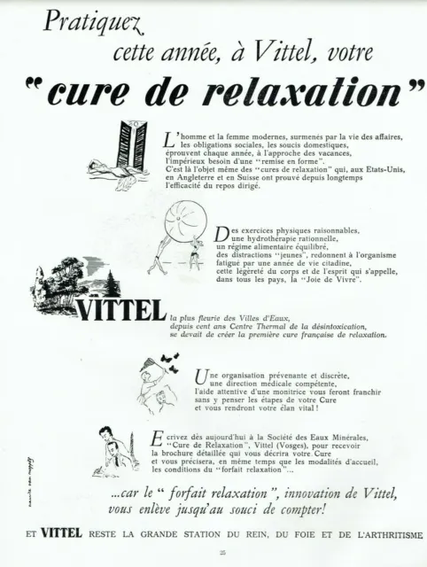 Publicité Advertising 0122  1953  Vittel  station thermale cure relaxation