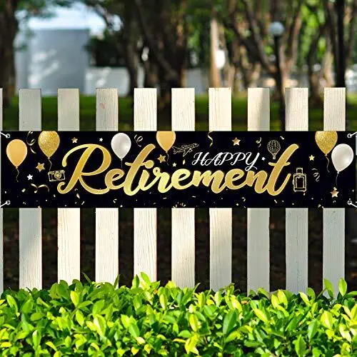 Happy Retirement Banner Horizontal Large Happy Retirement Sign Banner Fabric ...
