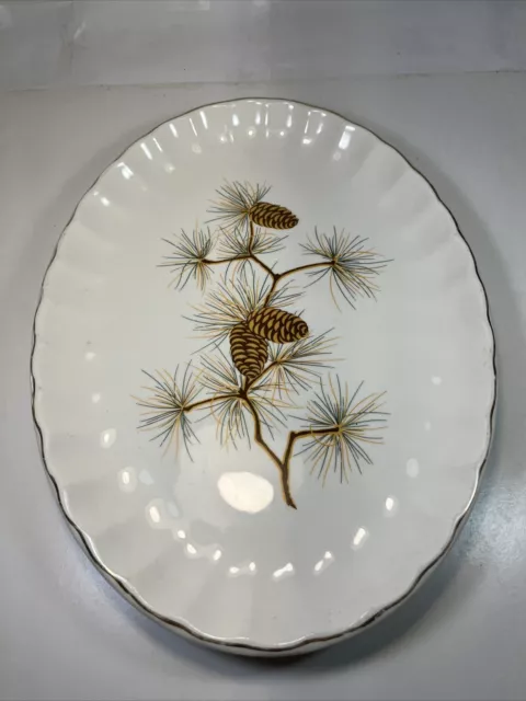 VTG Mid Century WS George Pinecone Needles Oval Serving Platter 11-3/4"