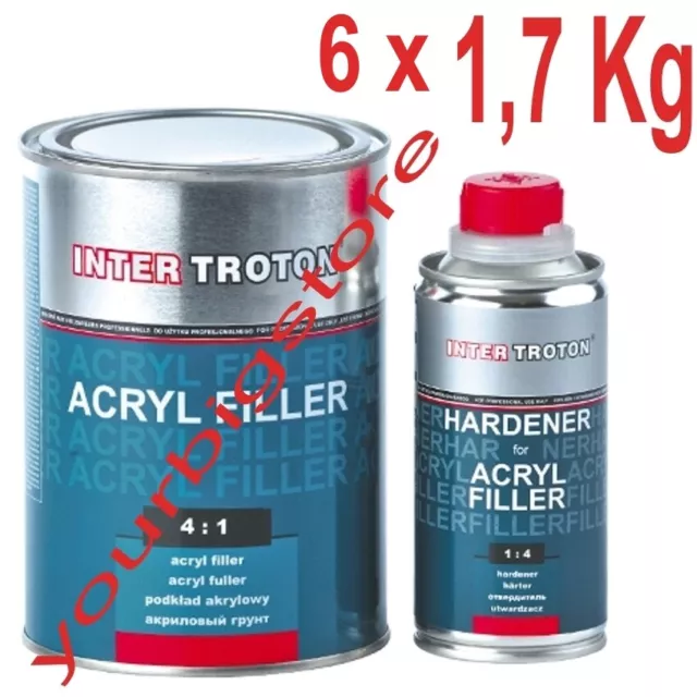 10,2Kg 2K Grundier Füller HS 4:1 1L Weiß Acrylfüller Troton Primer Grundierung