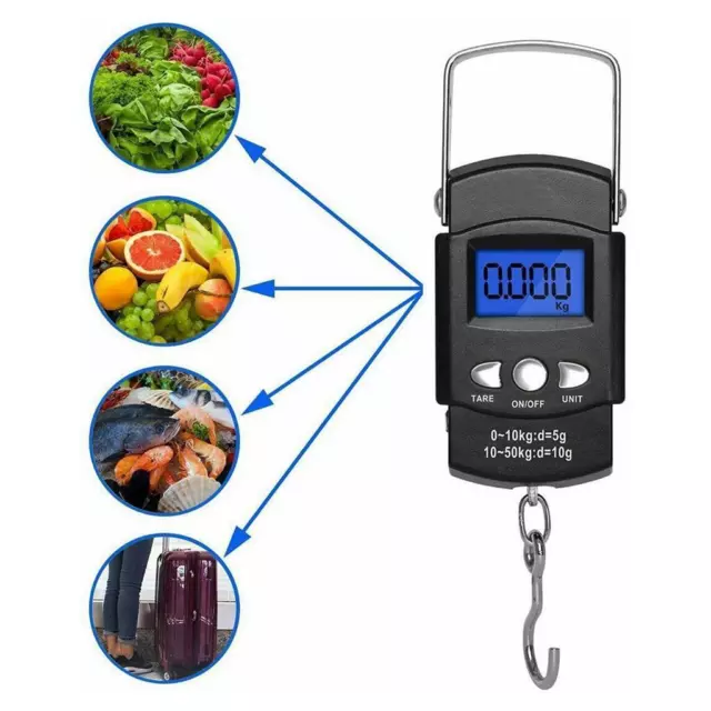 50kg Digital Travel Fishing Luggage Electronic Scales Hook Hanging Scale