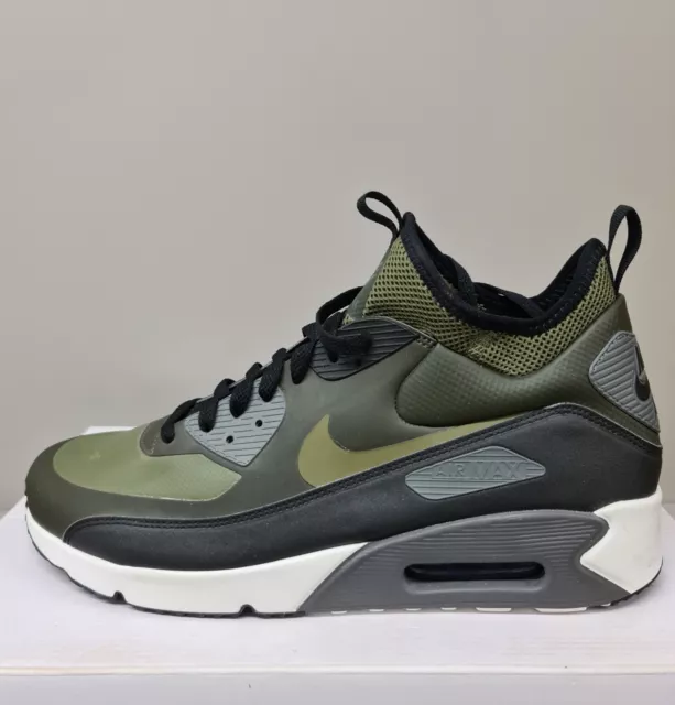 NIKE AIR MAX 90 Ultra Mid Winter Olive Green Khaki Uk Size 9 Eur