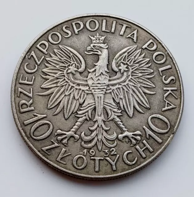 Poland - 10 Zlotych- 1932 - Quin Jadwiga, Beautifully Silver Plated,  Orig Size 2