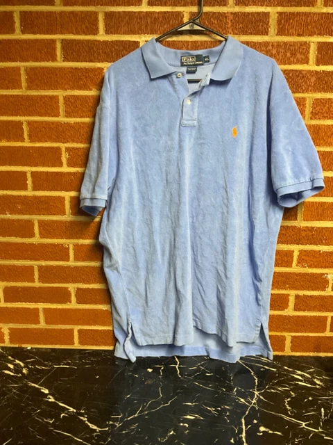 Vintage Terry Cloth XL RALPH LAUREN POLO short sleeve Dress SHIRT button up vtg