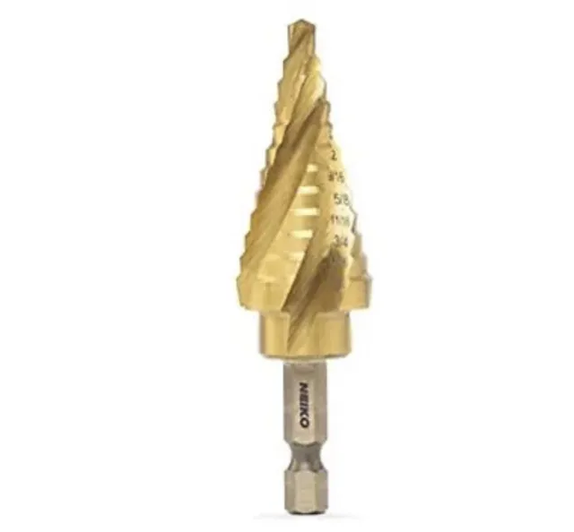 10180A Steel Spiral Quick-Change Step Drill Bit for Metal with 4-Flute Spiral...