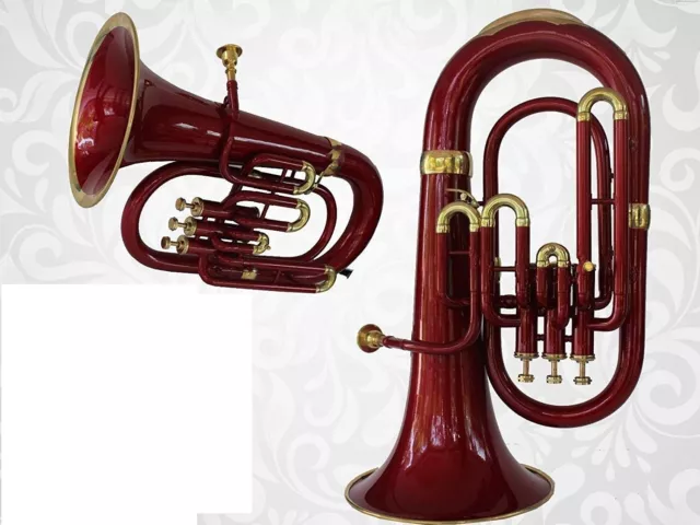 Bb 3 Valve Euphonium Pitch red brass Musical Instrument W-Case & Mp