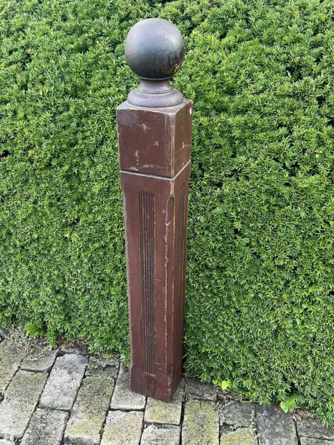 ANTIQUE VICTORIAN WOODEN NEWEL POST WithBALL FINIAL COLUMN Architecture Salvage