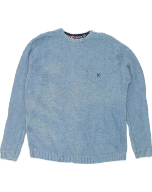 CHAPS Mens Crew Neck Jumper Sweater XL Blue Herringbone Cotton D201
