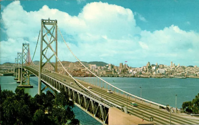 Oakland Bay Bridge, San Francisco, California CA chrome Postcard