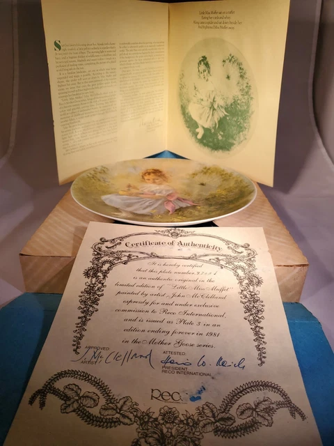 "Little Miss Muffet"Collector Plate-Mother Goose Series-Retired 1981-McClelland