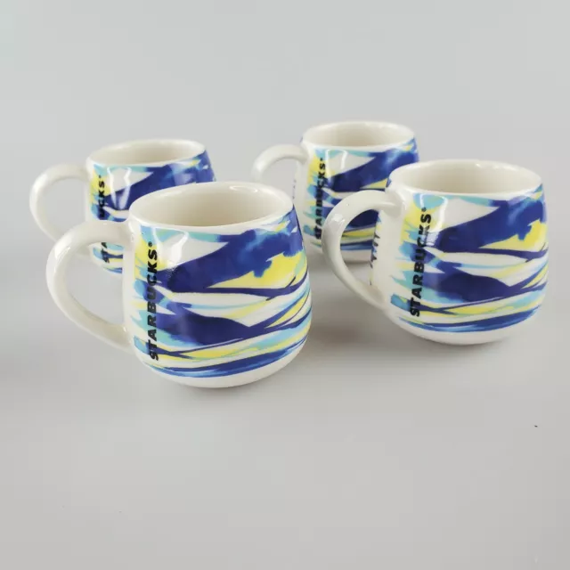 STARBUCKS ESPRESSO 3 oz Demi Cups Mugs Watercolor Blue Green Swirl