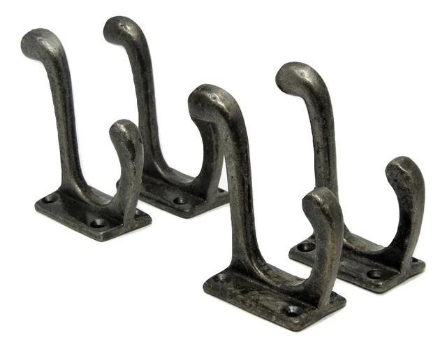 4 New Antique Style Rustic Natural Iron School Coat Key Towel Hooks Hardware