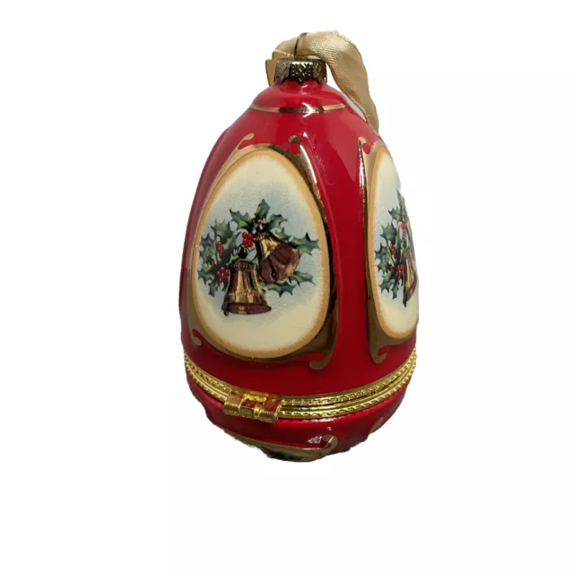 Valerie Parr Hill Mr. Christmas Red Musical Egg Ornament Joy to the World Tested