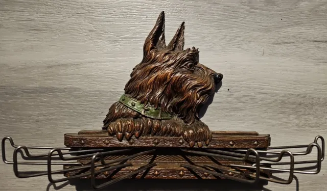 Vintage Syroco Wood Scottie Scottish Terrier Dog Tie Scarf Holder Wall Rack