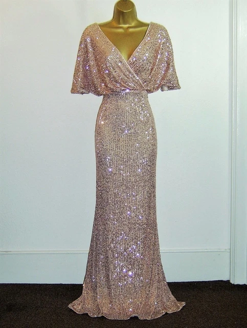 Quiz long discount gold sequin dress