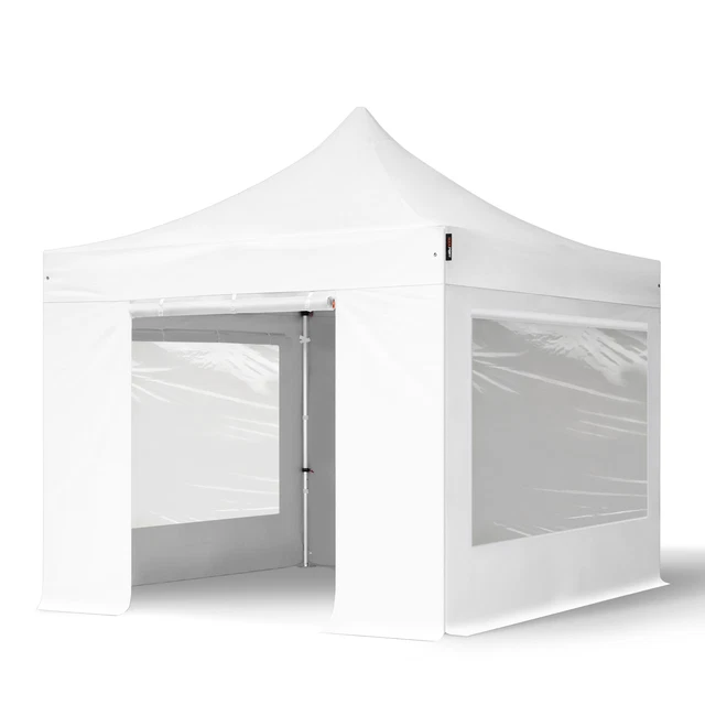Faltzelt Faltpavillon 3x3m ALU Pavillon Gartenzelt Panoramafenster weiß