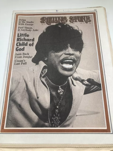 Vintage Rolling Stone Magazine 1970 Little Richard No Label Newspaper Style RS