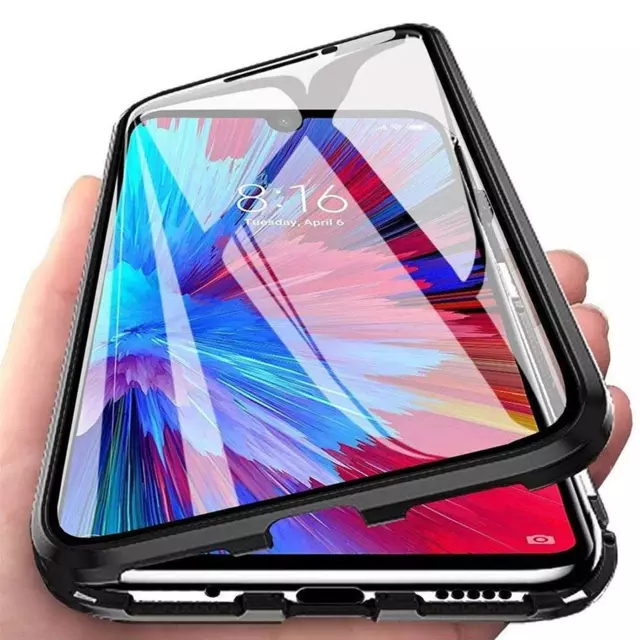 360 Grad Rundum Schutz Hülle Magnet Glas Case Handy Tasche Display Glas Folie 9H