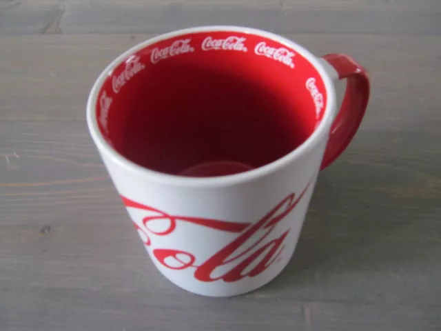 Coca Cola Red White Large Collectors Mug 4 Inch Tall 3.5 Inch Mouth