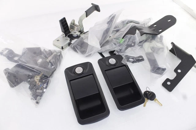 TriMark BLACK Van RV Trailer Entry Door Latch Handle Lock Keys Kit
