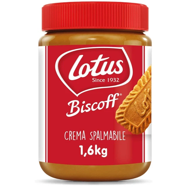 Crema Spalmabile ai Biscotti al Caramello Lotus Biscoff Barattolo Plastica 1,6kg