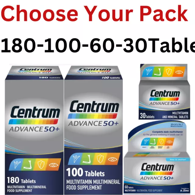 Centrum Advance 50 Plus Multivitamins,Minerals & Supplement 30-60-100-180 Tablet