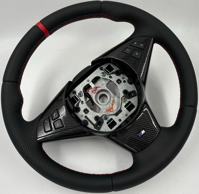 Volant Sport Carbone Et Cuir Avec LED Pour BMW Série 5/6 M5/M6 (F10 F11 F12 F13 F06) - Neuf