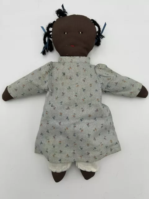 Vtg Hand Crafted African American Folk Art Rag Doll Handmade Black Cloth Doll