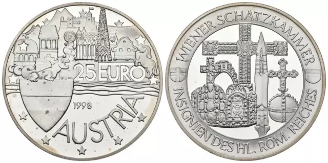 AUSTRIA.  25 Euro. Tesoro de Viena. 1998. (Ar. 24,15g/37,00mm). Proof.