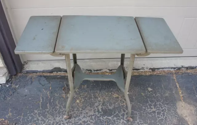 Vintage Industrial Toledo Made Rolling Folding metal typewriter pot stand table