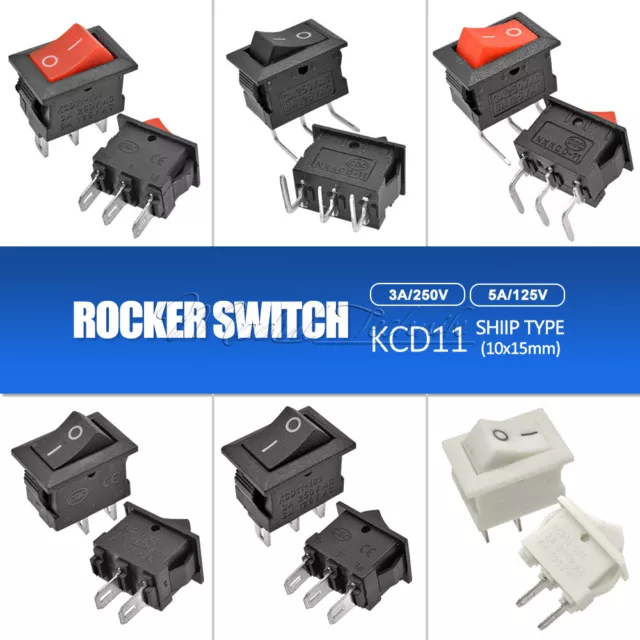 KCD11 AC 3A 250V/6A 125V 2/3pin ON/OFF Terminals 10*15mm Rocker Switch