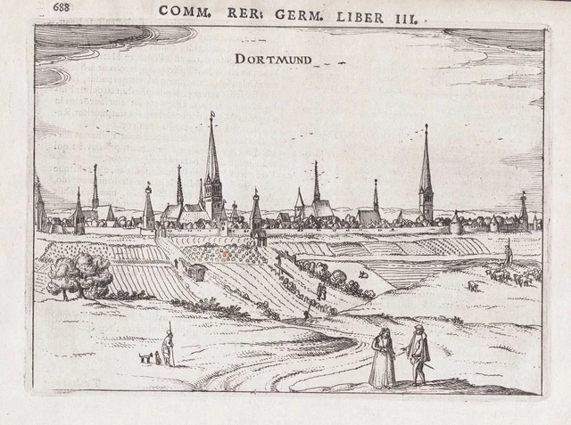 Dortmund Renania Gestamtansicht Grabado Bertius 1616