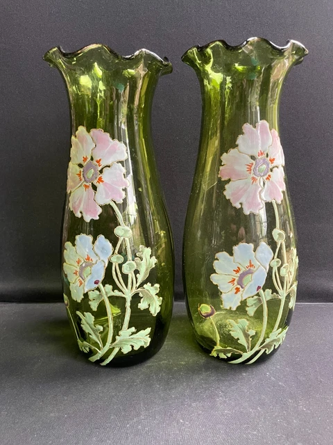 Grand Vase Legras Calcutta - XIXème - Art Nouveau - Vert - Verre Soufflé