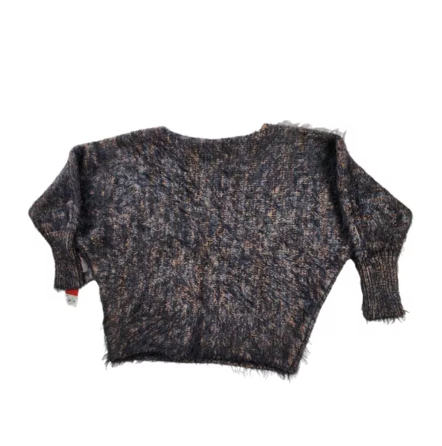 Jennifer Lopez Fuzzy Sweater Black Metallic Long Sleeve Winter Womens Size M NEW 2