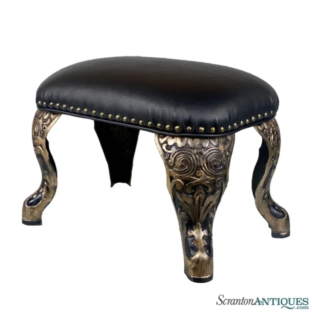 Antique Victorian Cast Iron Ornate Footstool Ottoman