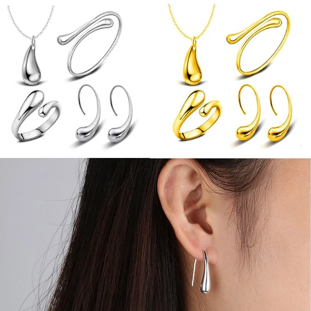 silber ring halskette träne armband schmuck - set ohrringe öffne es