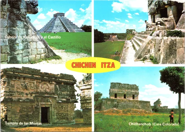 6  x 4" Postcard Chichen Itza Yucatan Mexico 4 Photo Multiview Inc, Nun's Temple