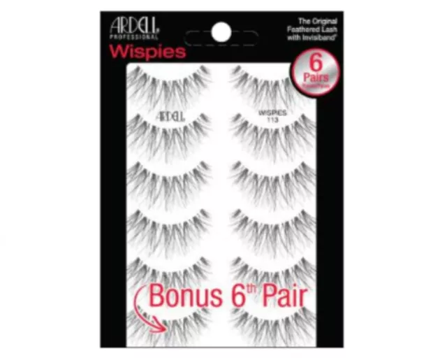 Ardell Wispies 113 Black, 6 Pairs x 1 Pack