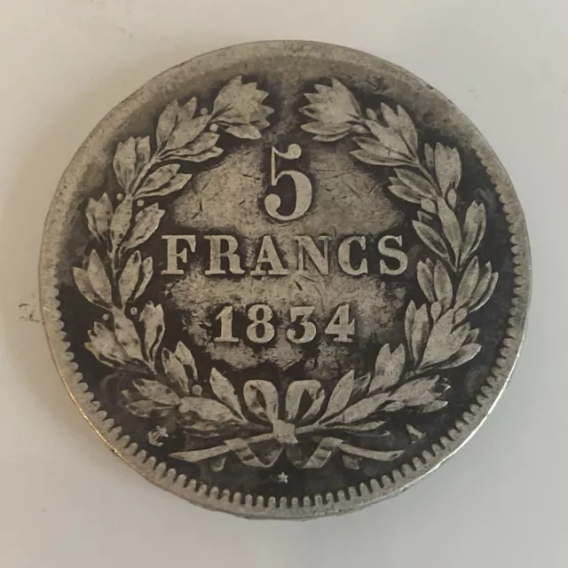 pièce 5 francs argent louis philippe I 1834 A