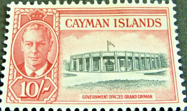 Cayman Islands Stamps - George VI  1950 -  10/ Shillings Scarlet - SG: 147 MNH
