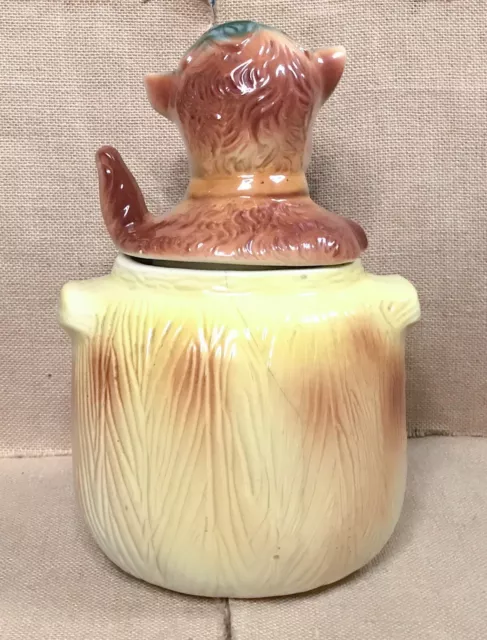 Vintage Ceramic Puppy In Pot Cookie Jar 1950s Kitsch Whimsical Dog AS IS READ 3