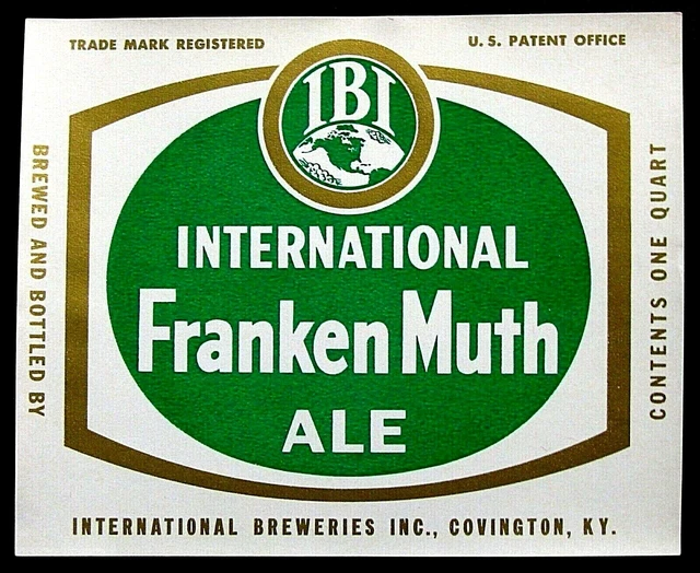 International Breweries INTERNATIONAL FRANKENMUTH ALE beer label KY 32oz