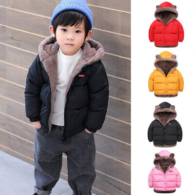 Toddler Kids Baby Boys Girls Winter Thick Warm Coat Hooded Padded Jacket Cloth