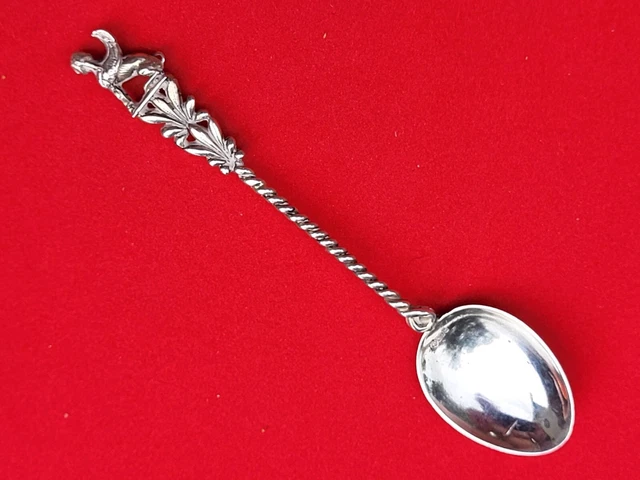 Vintage 800 Sterling Silver Demitasse Coffee Spoon 4" Mythical Winged God Figure
