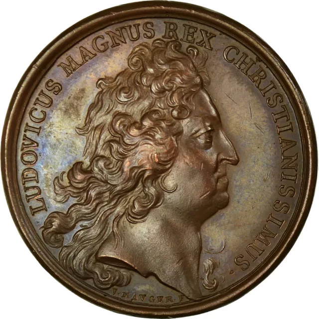 [#713723] France, Médaille, Louis XIV, Prise de Barcelone, 1697, Mauger, SUP, Br