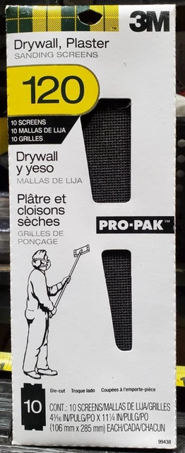 *NUEVO* 3 m pantallas de lijado de yeso para paneles de yeso 120 grano 10 pantallas