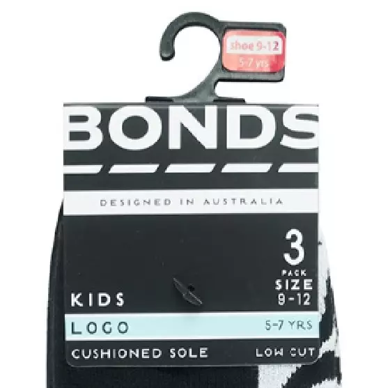 12 Pairs Bonds Kids Socks Boys Girls Low Cut Logo Cushioned Sole Black 3