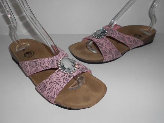 Euro Wellness Balance Leather Cameo Sandals Size Us 11 Eur 42 Cork Footbed